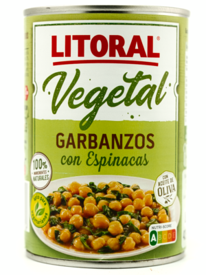 Kikerter med spinat LITORAL 425 gr – næringsrike spanske belgfrukter