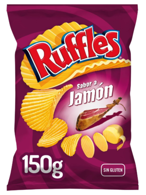 Ruffles potetchips – Skinkesmak (150g) – spansk snacks