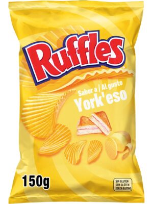 Ruffles Skinke & Ost 150 g – Riflet potetgull – spansk snacks
