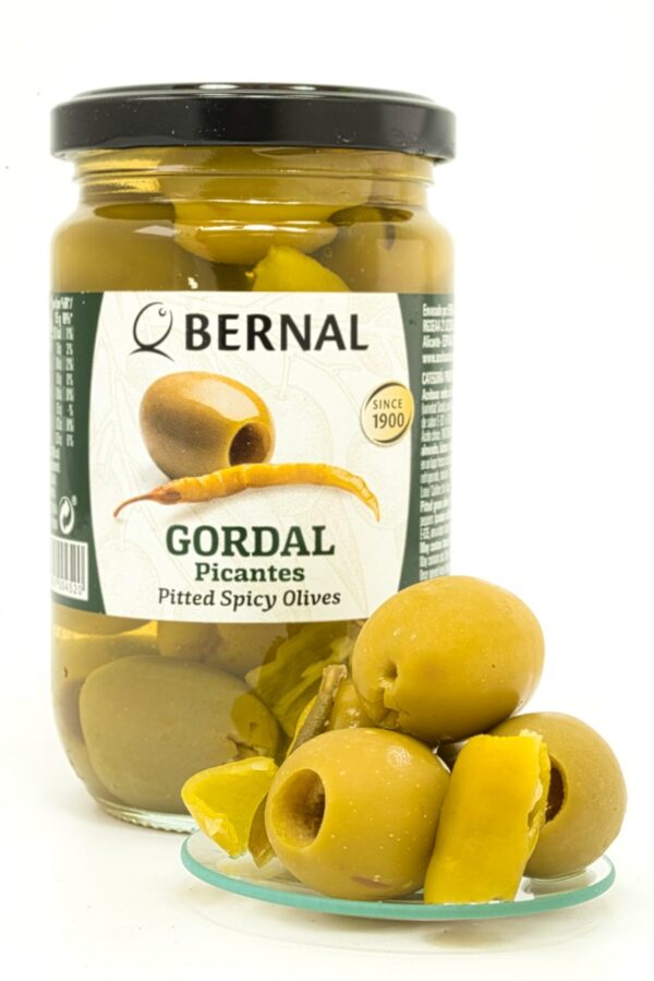 Spansk Gordal oliven med chili. 300gr – autentiske spanske oliven fra Bernal
