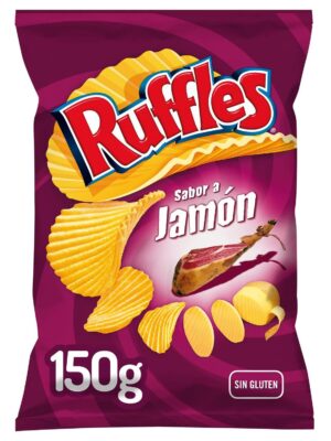 Ruffles potetchips – Skinkesmak (150g) – spansk snacks