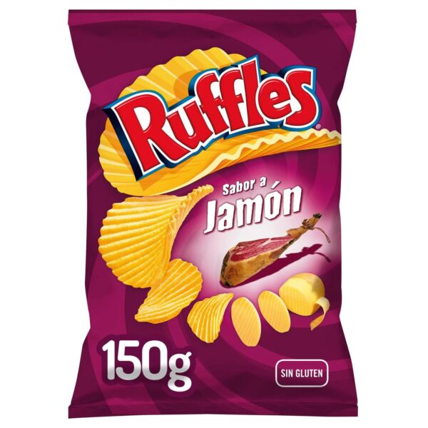 Ruffles potetchips – Skinkesmak (150g) – spansk snacks