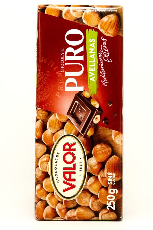 Mørk sjokolade med hasselnøtter VALOR 250g.