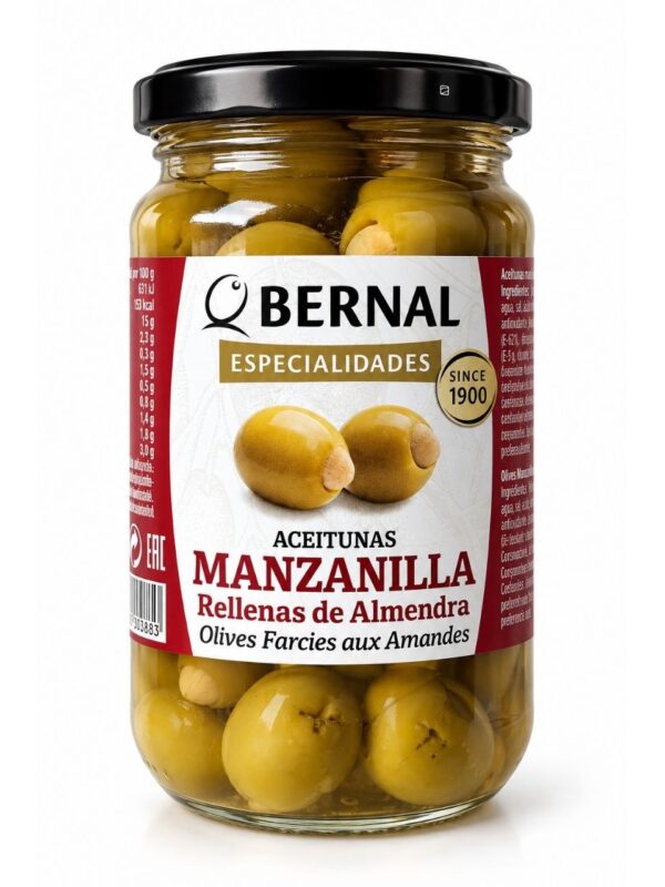 Mandelfylte oliven Bernal – Manzanilla Rellenas de Almendra