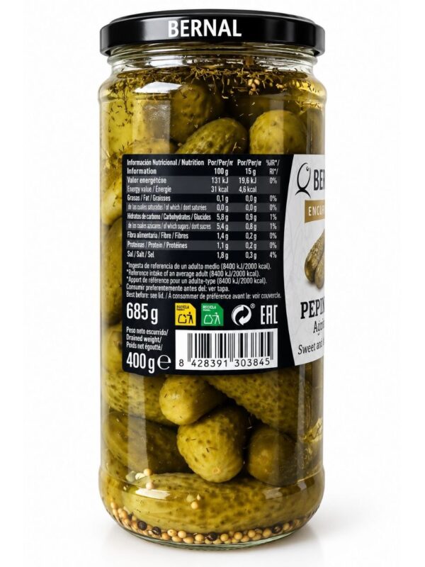 Bernal Søt-sure Sylteagurker 685 g – Pepinillos Agridulces