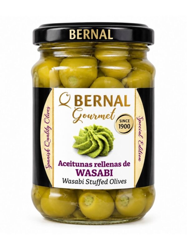 Oliven fylt med wasabi (Bernal Gourmet) 436g Oliven fylt med wasabi (Bernal Gourmet) 436g i glass