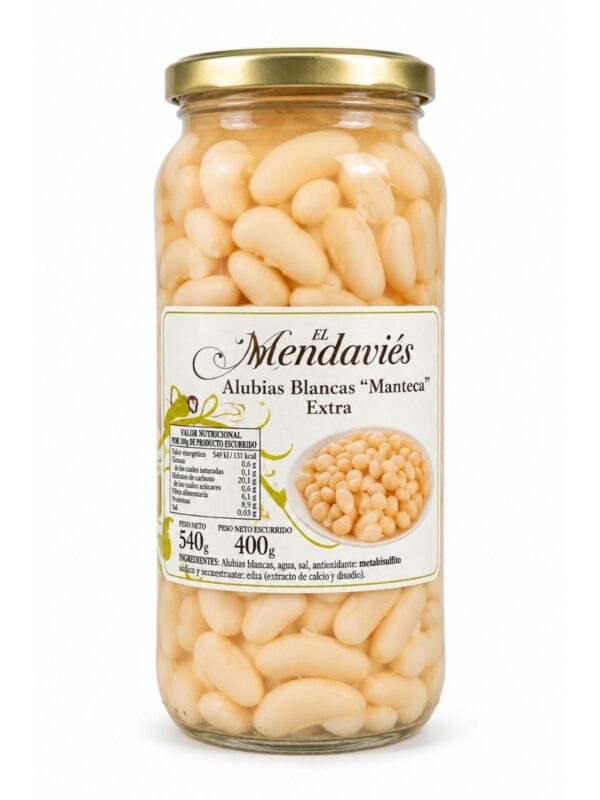 Hvite bønner Manteca Extra El Mendaviés 540 g i glass