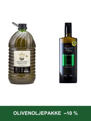 Olivenoljepakke – Bernal Picual 5 L og Palacio de los Olivos Arbequina 500 ml