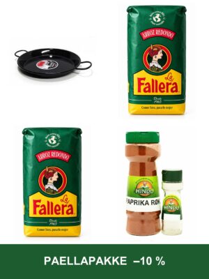 Paellapakke – paellapanne, 2× La Fallera-ris og røkt paprika