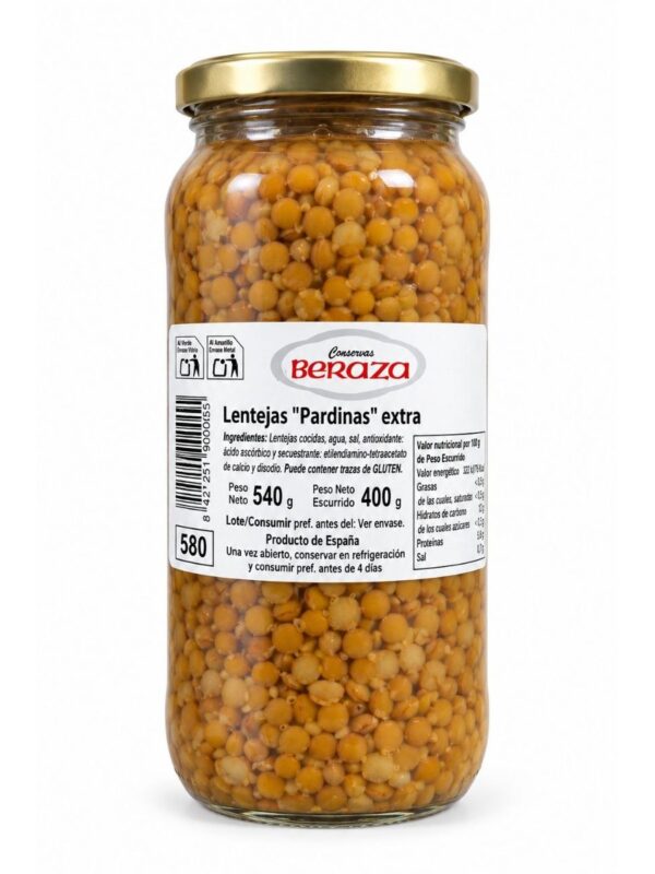 Pardina linser Extra (Beraza) 540g Pardina linser Extra Conservas Beraza 540 g i glass